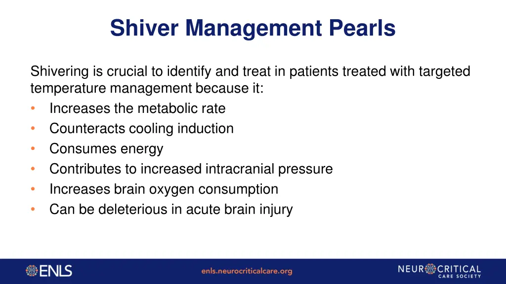 shiver management pearls