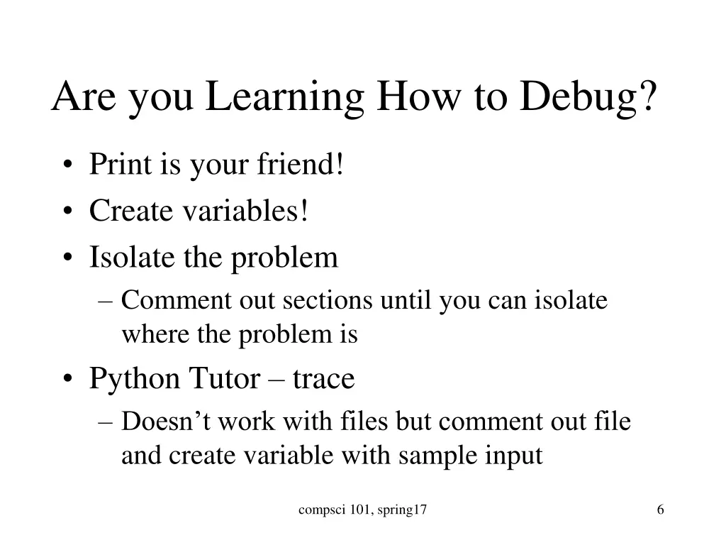 are you learning how to debug