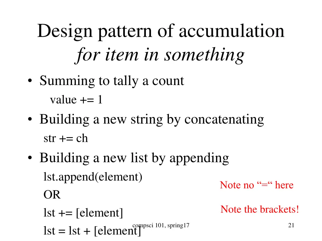 design pattern of accumulation for item 1