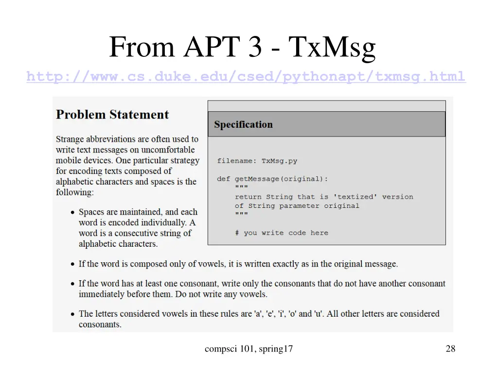 from apt 3 txmsg http www cs duke edu csed