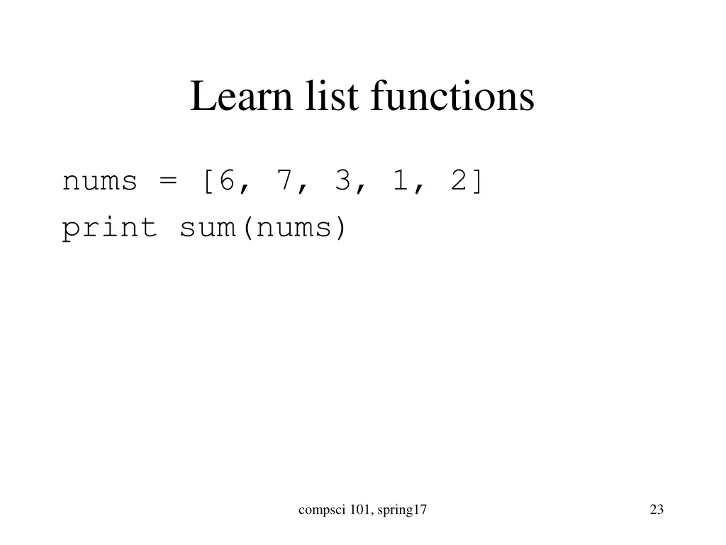 learn list functions