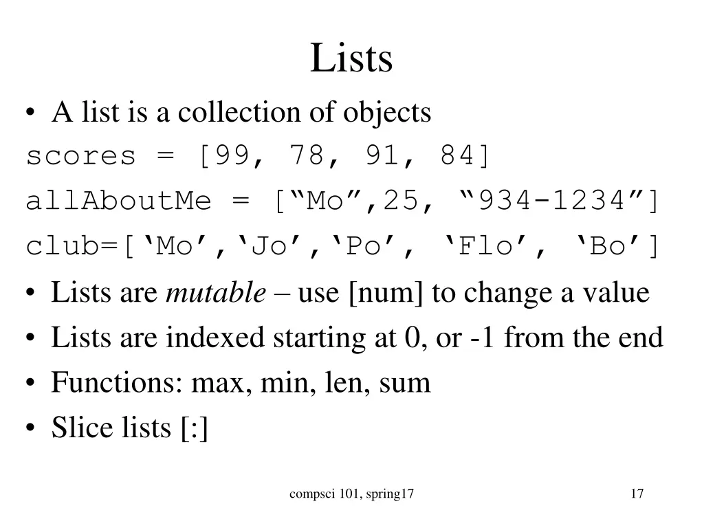 lists