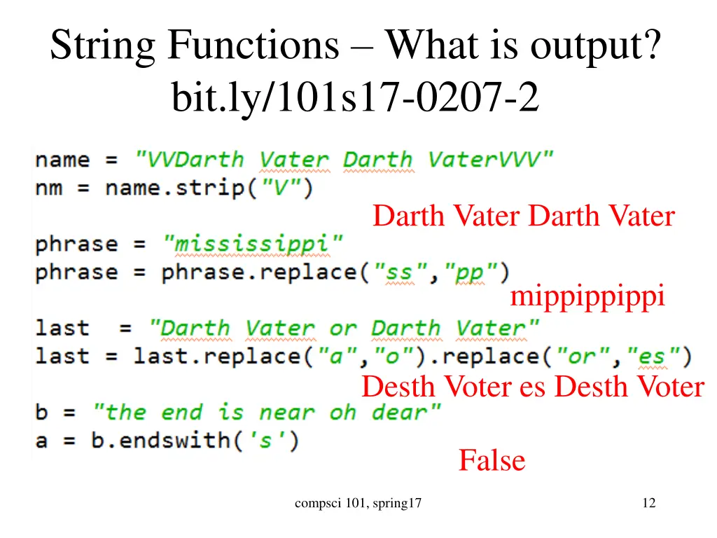 string functions what is output bit ly 101s17 1