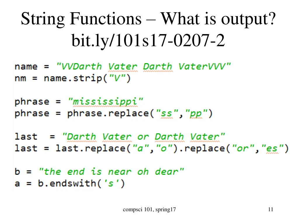 string functions what is output bit ly 101s17
