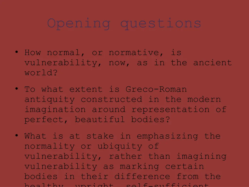 opening questions
