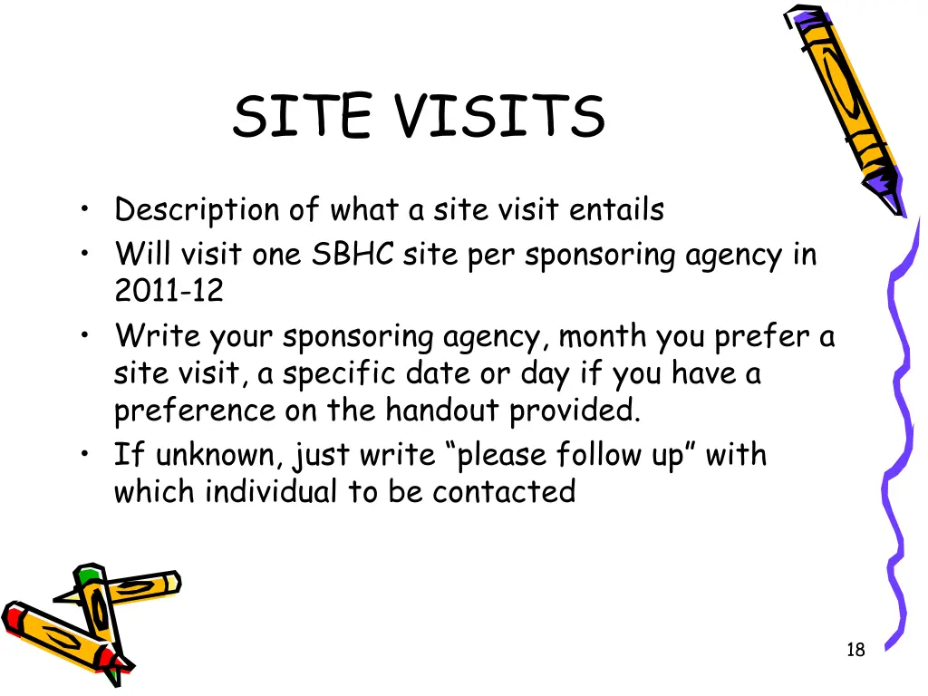 site visits