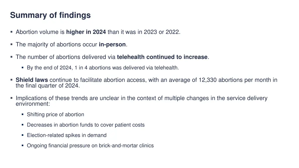 summary of findings