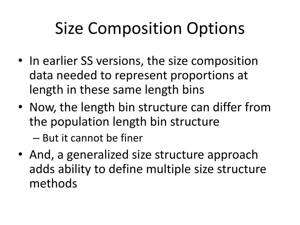 size composition options