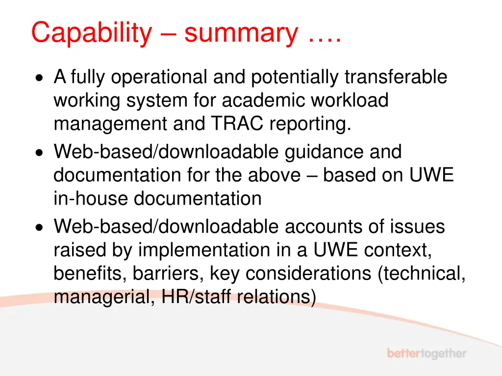 capability summary