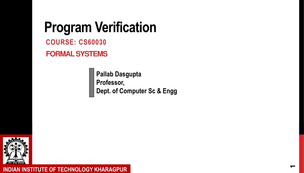 program verification course cs60030 formal systems