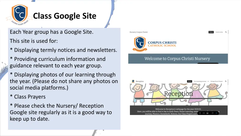 class google site each year group has a google