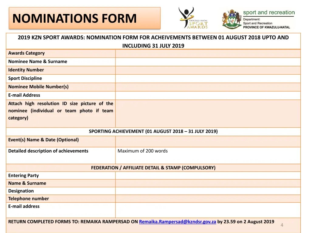 nominations form