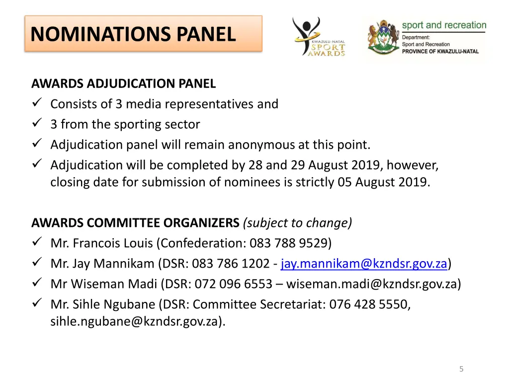 nominations panel