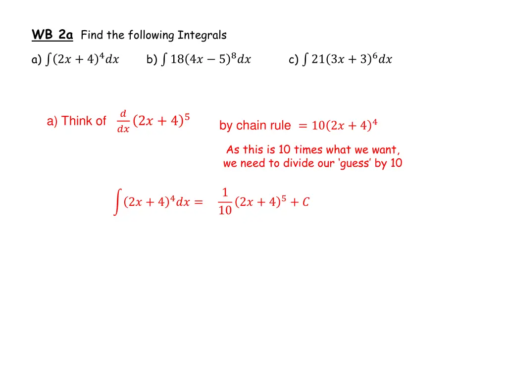 wb 2a find the following integrals