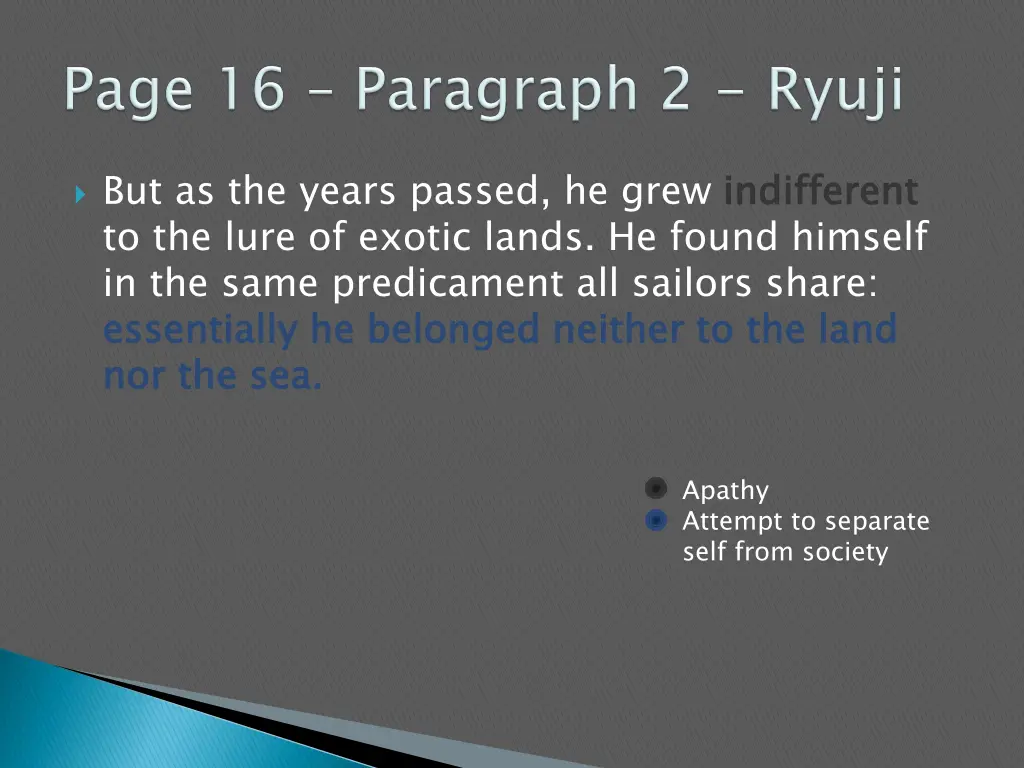 but as the years passed he grew indifferent 1