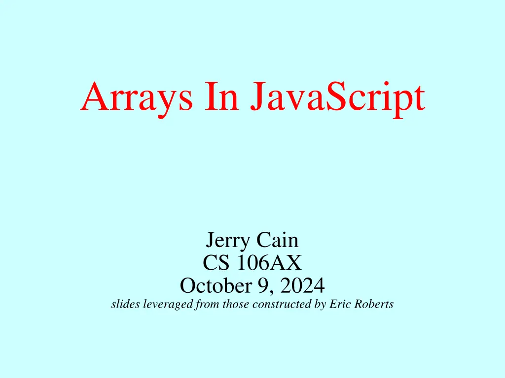 arrays in javascript