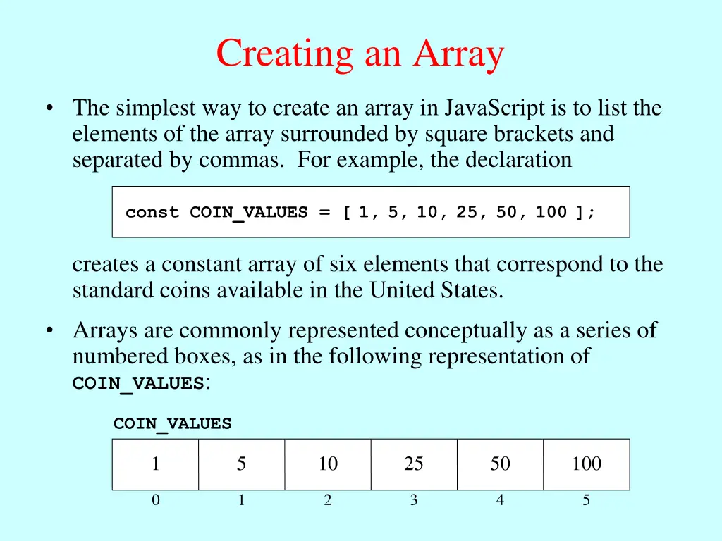 creating an array