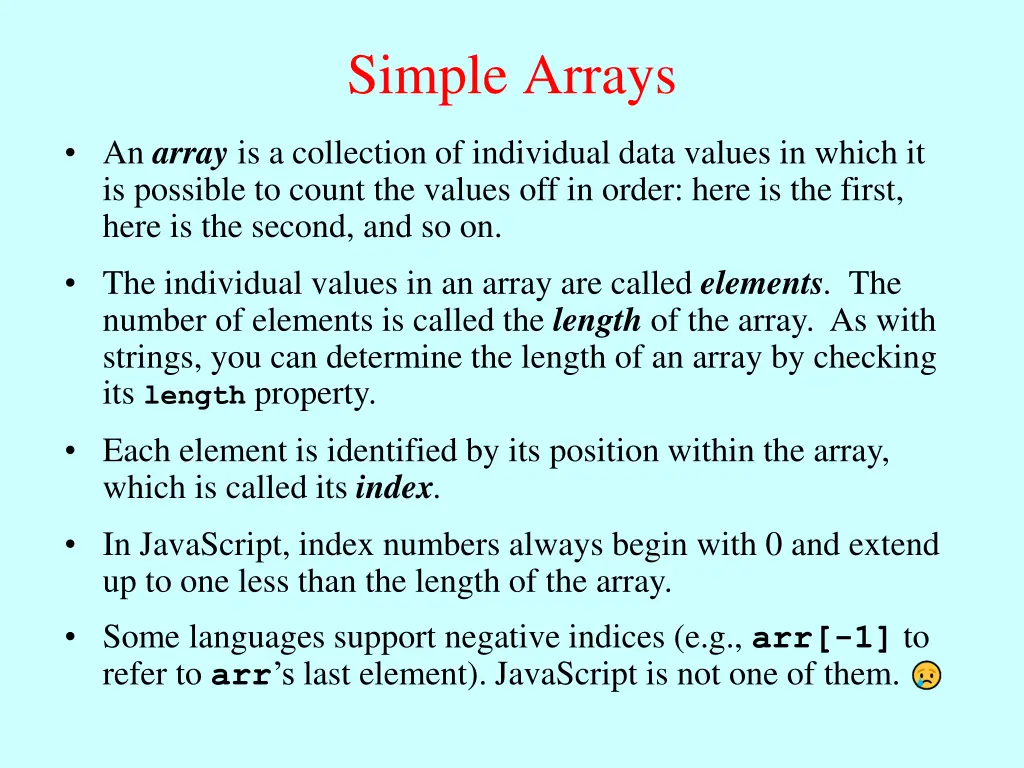 simple arrays
