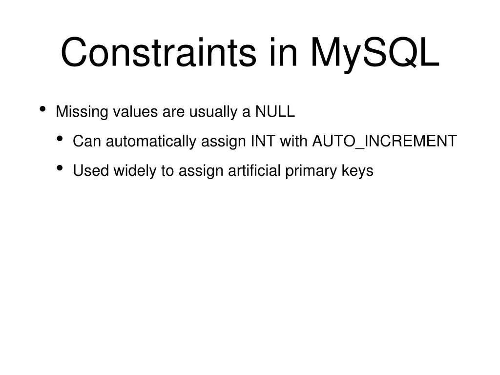 constraints in mysql 1
