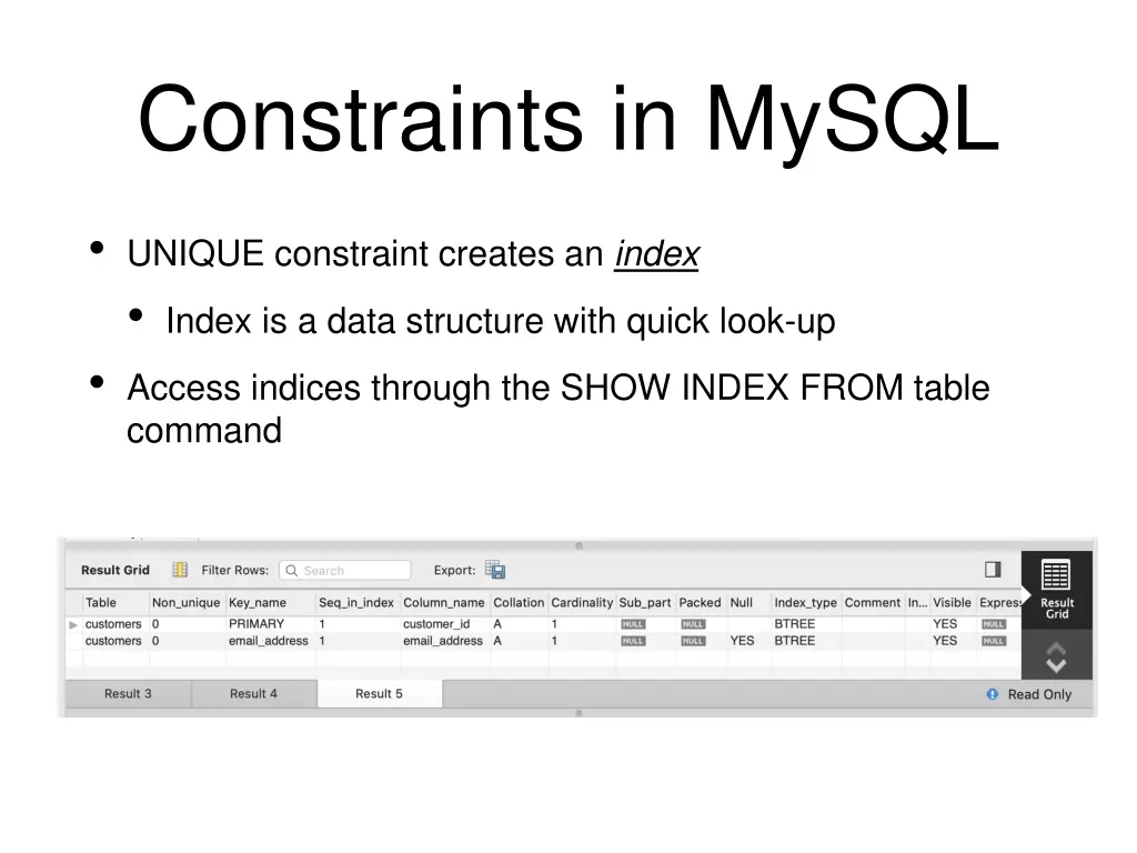 constraints in mysql 6