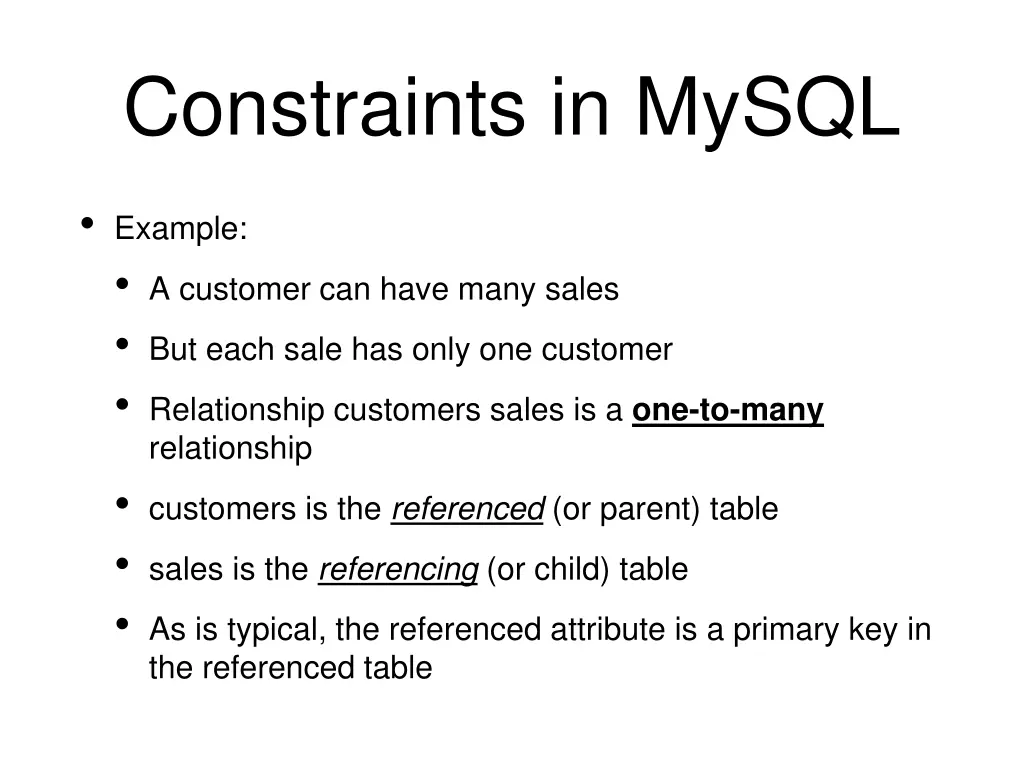 constraints in mysql 8