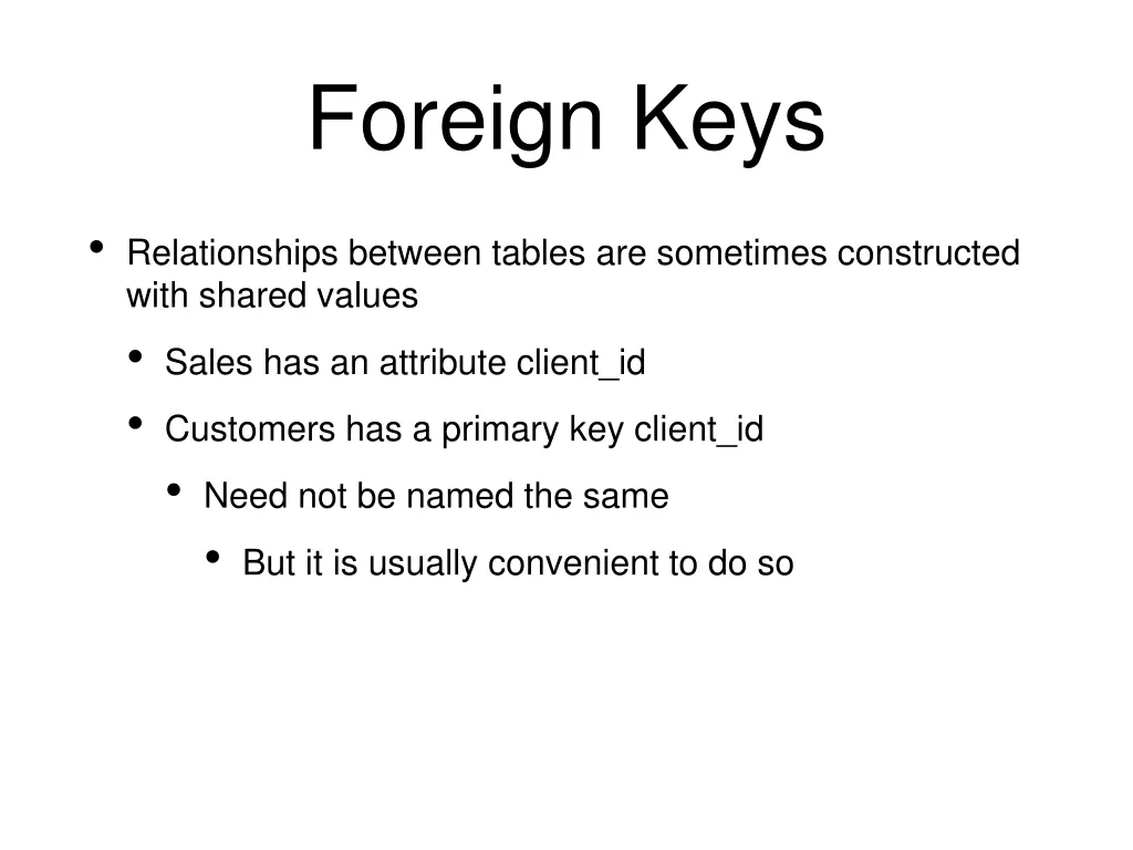foreign keys