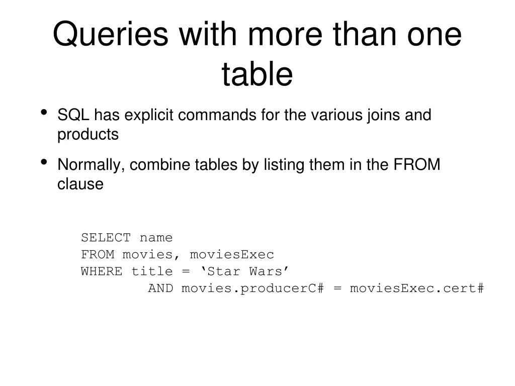 queries with more than one table sql has explicit