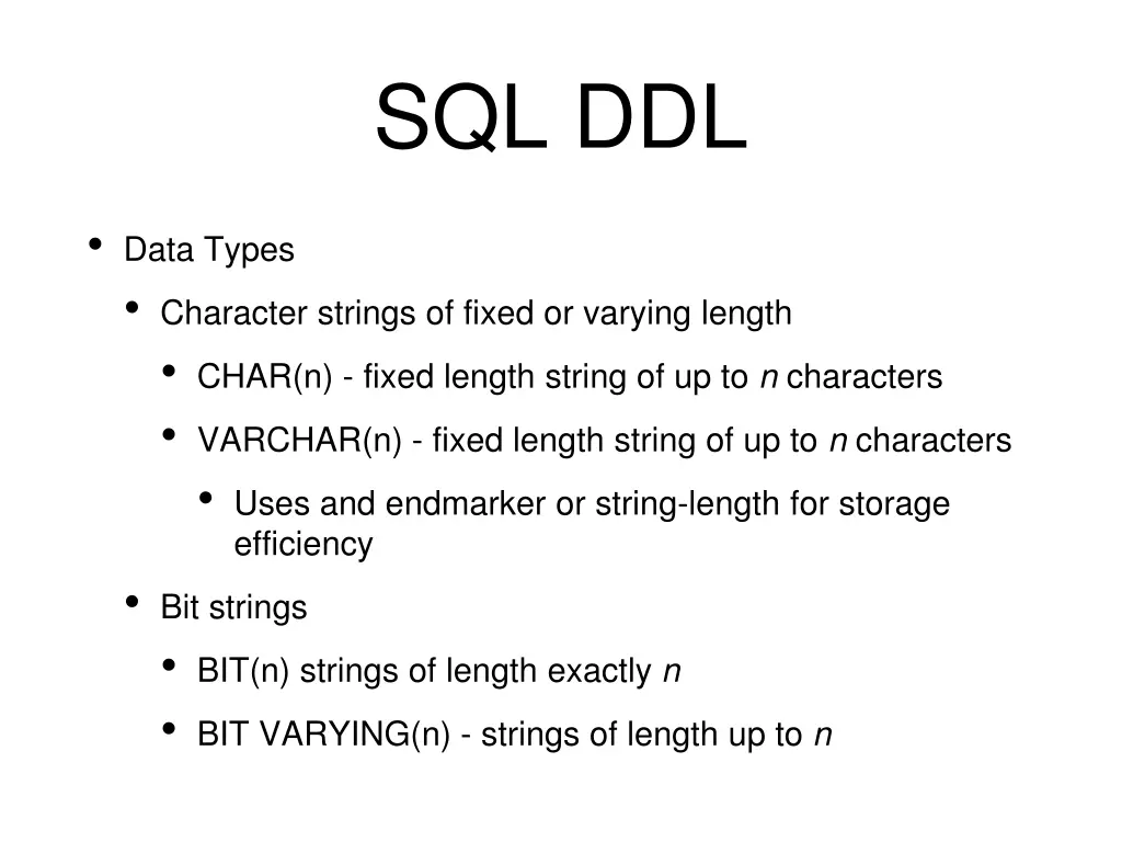 sql ddl 2