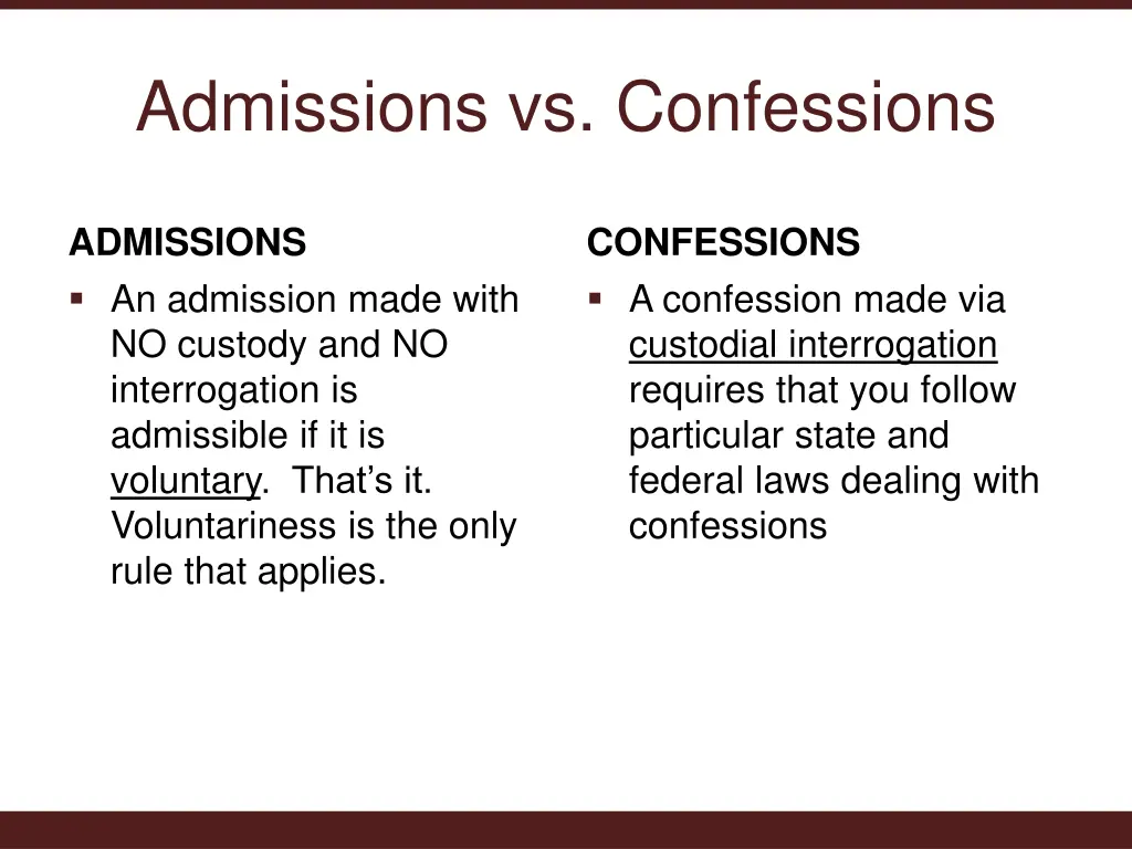 admissions vs confessions