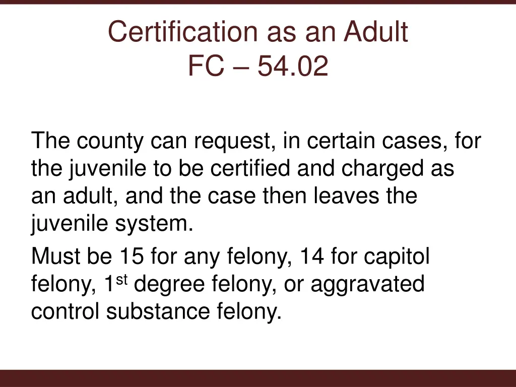 certification as an adult fc 54 02