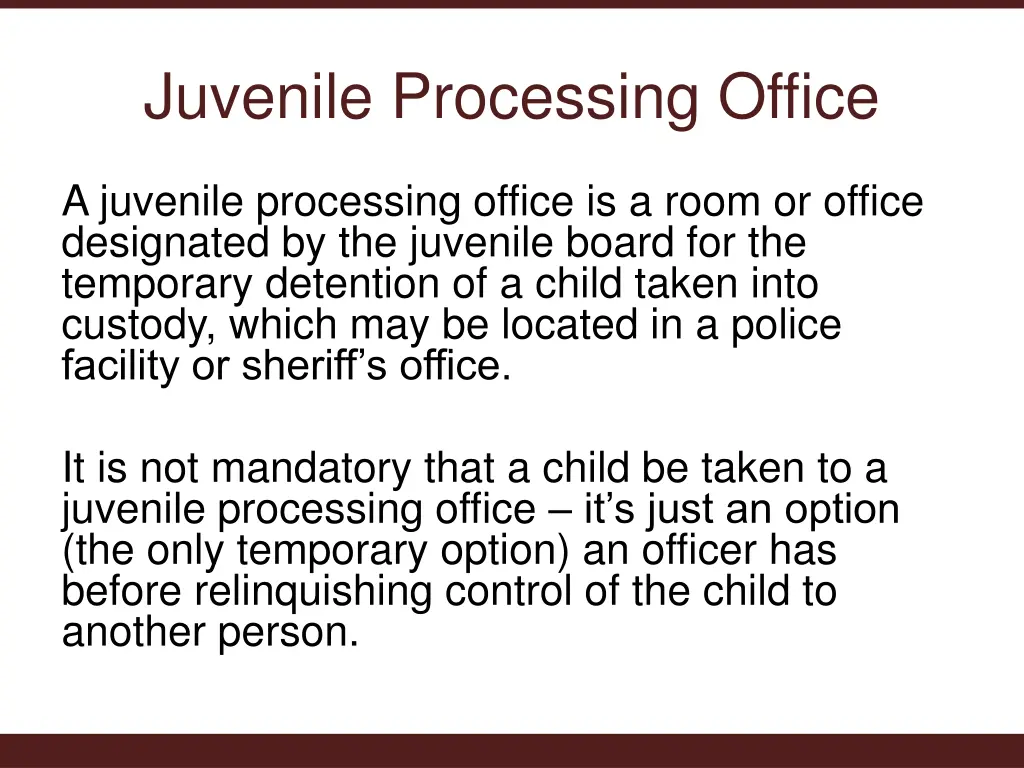juvenile processing office