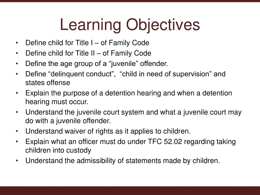 learning objectives