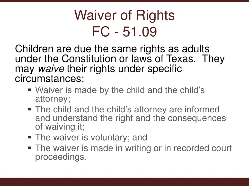 waiver of rights fc 51 09