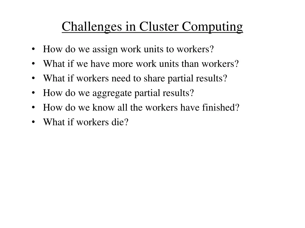 challenges in cluster computing 1