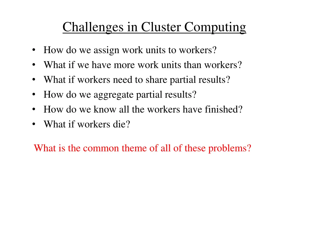 challenges in cluster computing 2