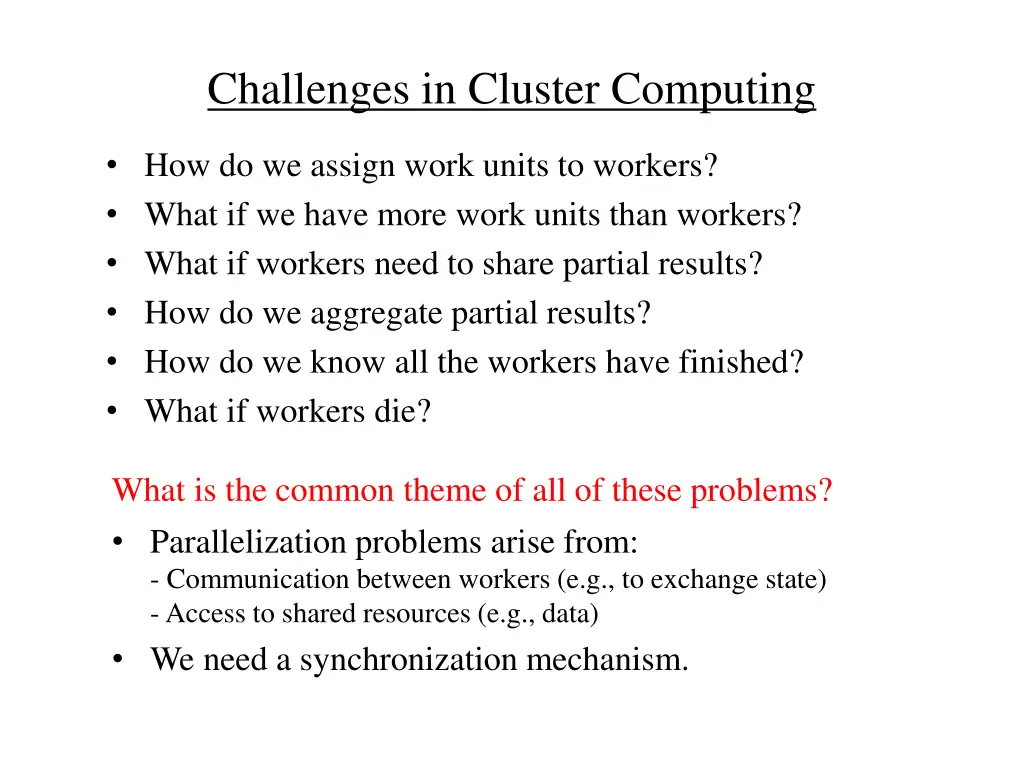 challenges in cluster computing 3