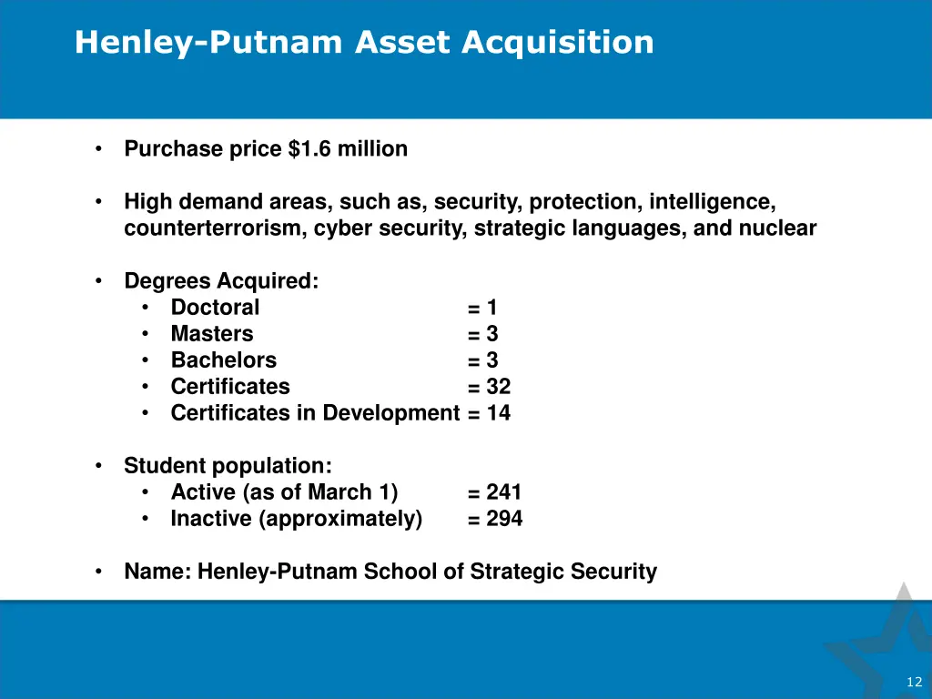 henley putnam asset acquisition