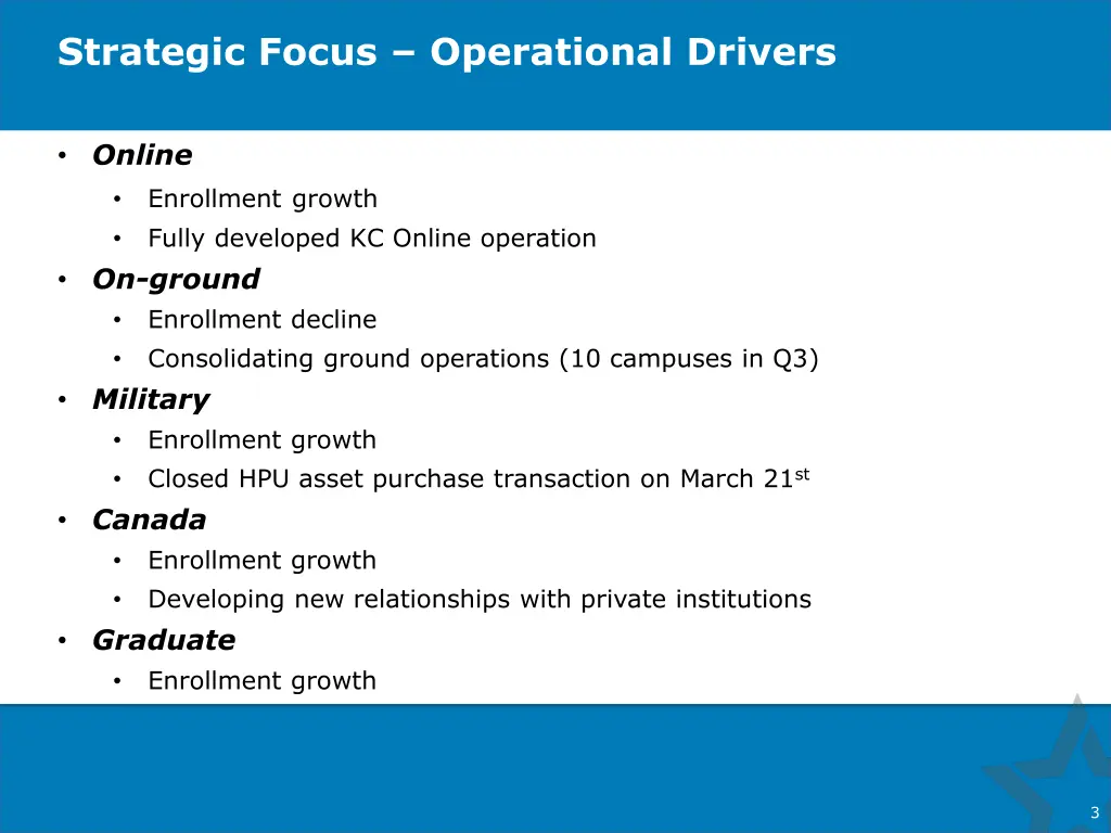 strategic focus operational drivers