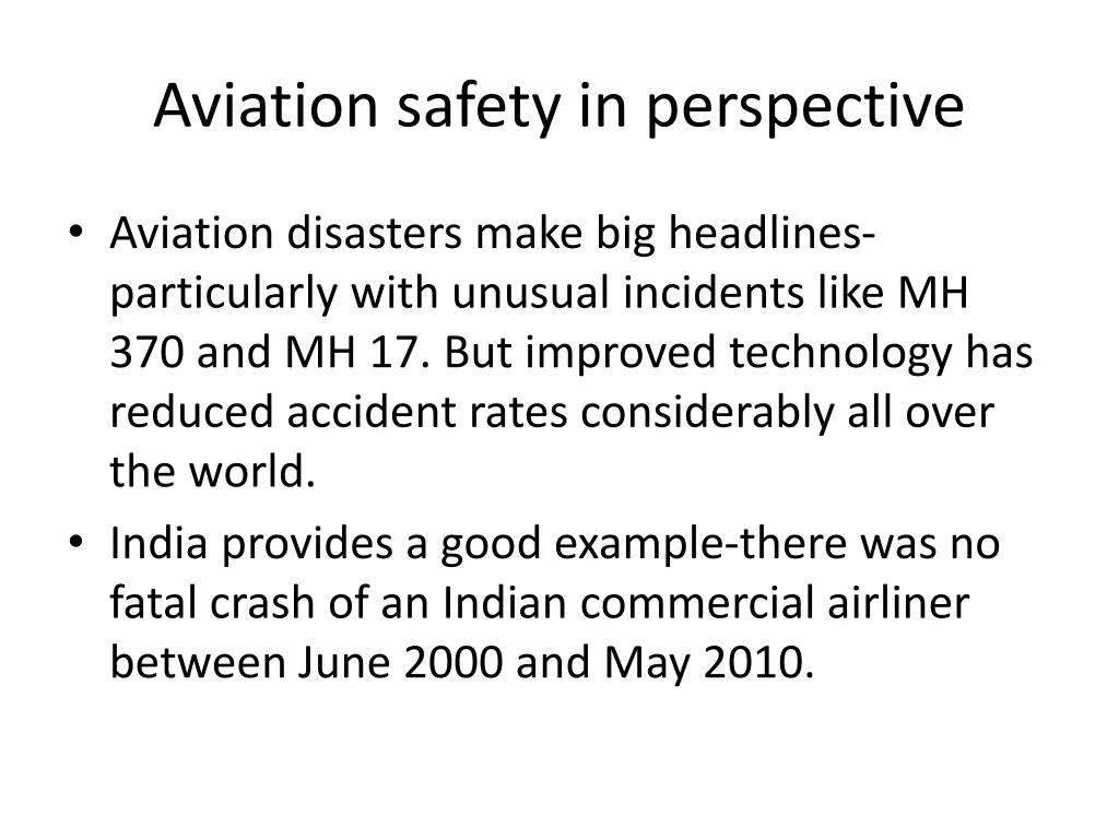aviation safety in perspective