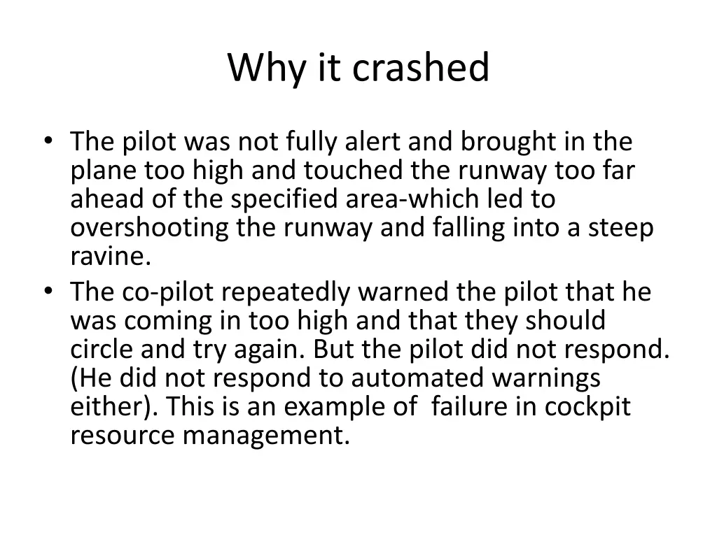 why it crashed 1