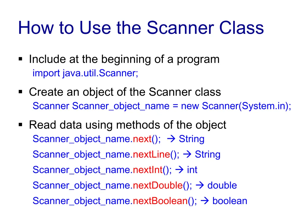how to use the scanner class