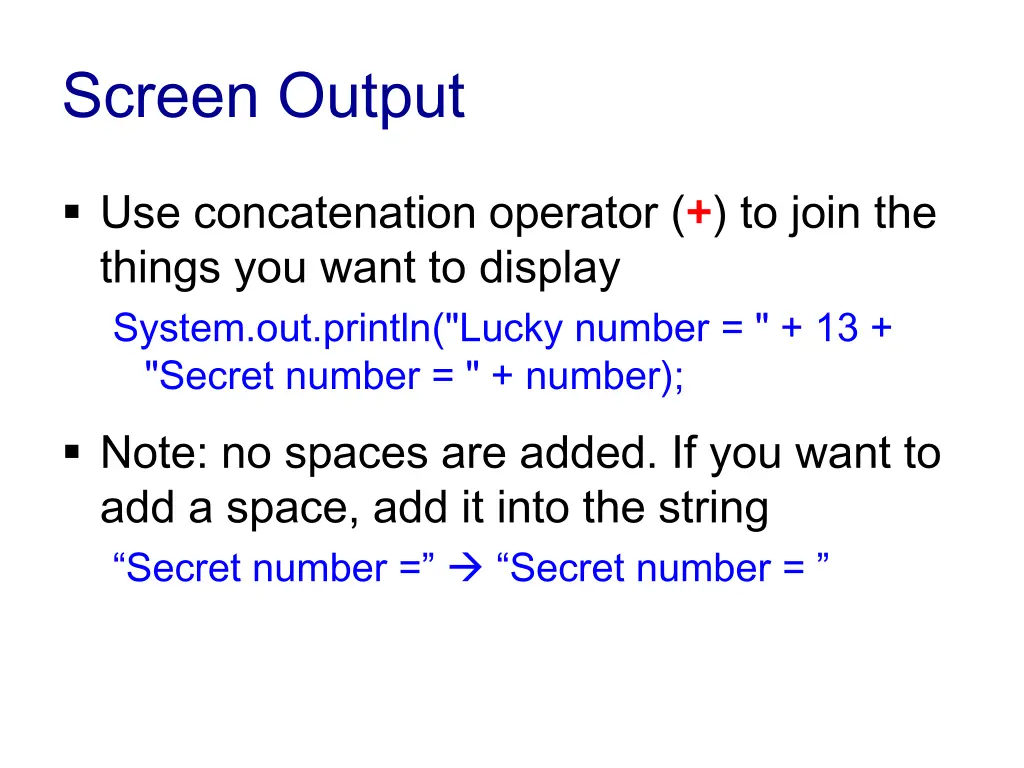 screen output 1