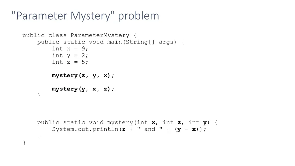 parameter mystery problem