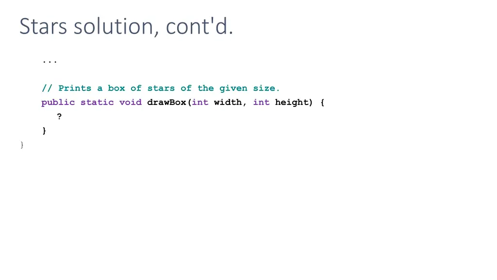stars solution cont d