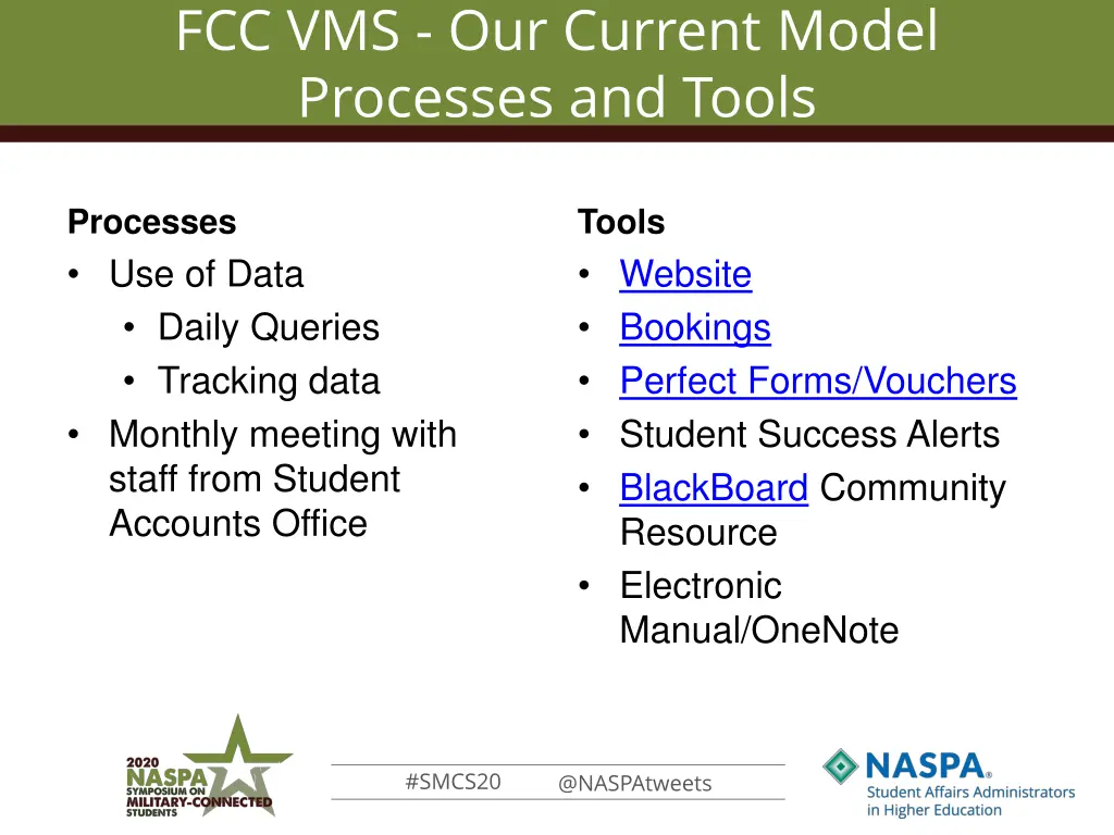 fcc vms our current model processes and tools