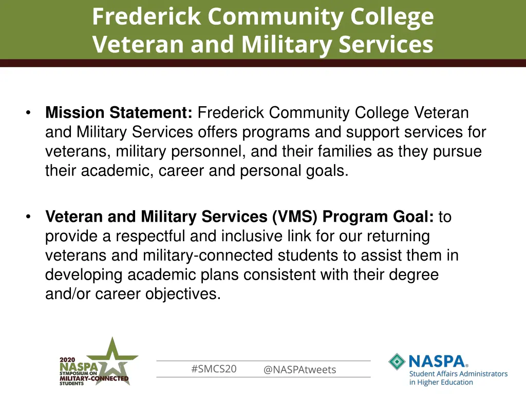 frederick community college veteran and military