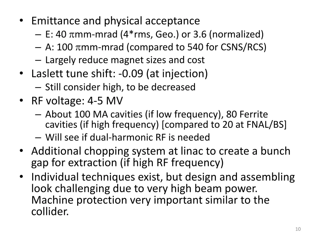 emittance and physical acceptance e 40 mm mrad