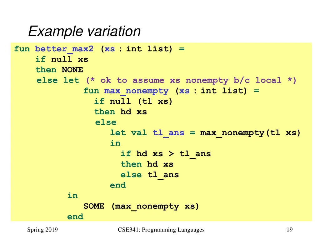 example variation