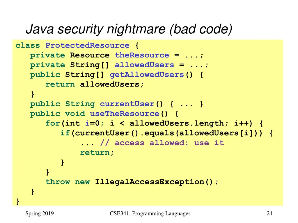 java security nightmare bad code