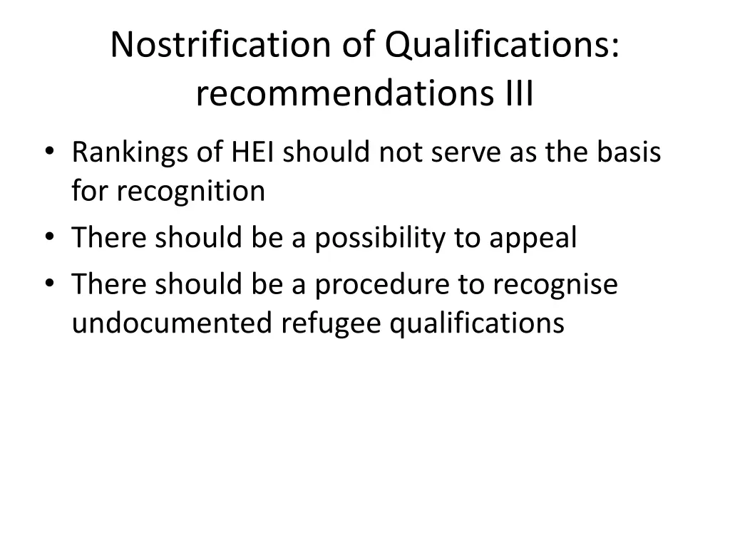 nostrification of qualifications recommendations 2